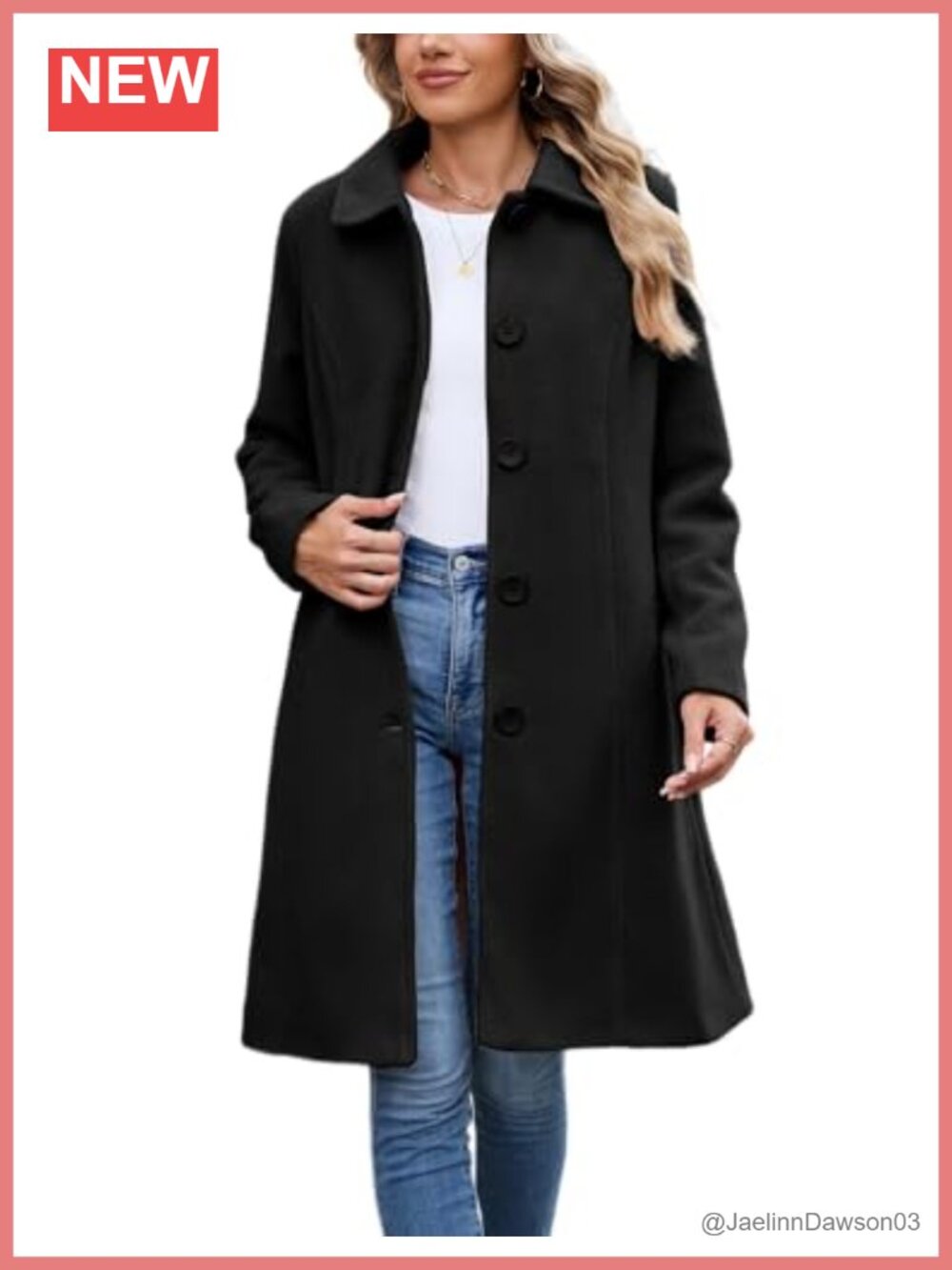 Wool Blend Peacoat Single Breasted Overcoat with Pockets